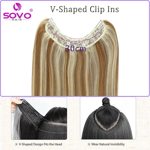 V-Shape Clip In Hair Extensions 100% Human Hair