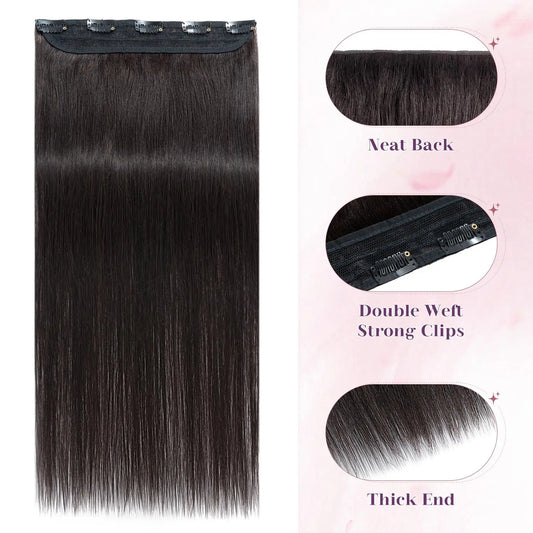 Clip In Human Hair Extensions - 1 Piece 5 Clips