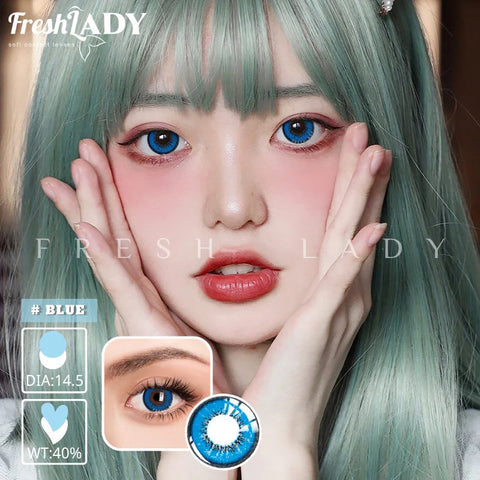 UYAAI 1Pair Color Contact Lenses - Blue Yellow for Cosplay & Halloween
