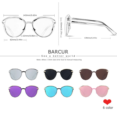 BARCUR Luxe ronde gepolariseerde zonnebril - UV400 dameszonnebril
