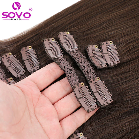 100 gram clip-in haarverlenging - 100% Remy menselijk haar donkerbruin
