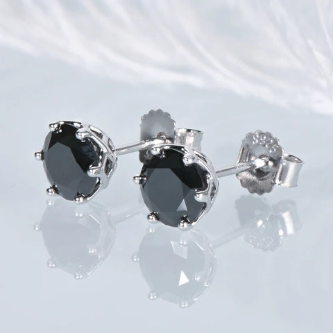 IOGOU Modern Real 1 Carat Black Moissanite Stud Earrings