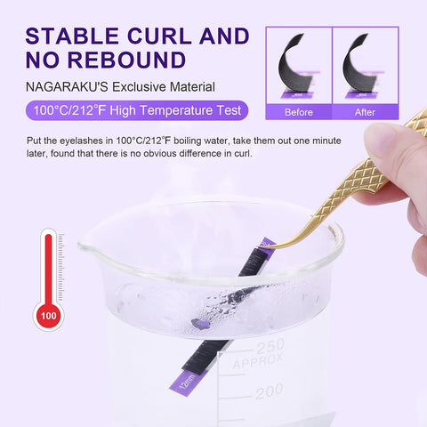 NAGARAKU C D Curl Faux Mink Eyelash Extensions – All Sizes 6 Case