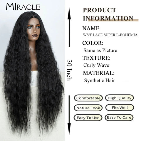 MIRACLE Curly Wigs Synthetic Lace Front Wig 40 Inch