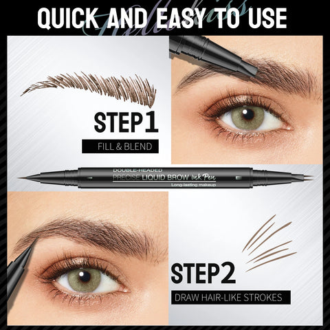 Dual-Ended Forked Tip Eyebrow Pencil with Brush