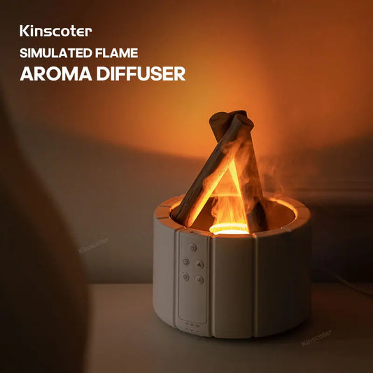 KINSCOTER 280ml Campfire Simulated Flame Aroma Diffuser - Enhance Your Space