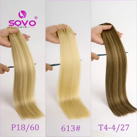 SOVO 120G Clip in Hair Extensions - Natural Black