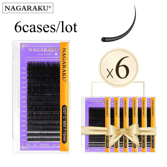 NAGARAKU C D Curl Faux Mink Eyelash Extensions – All Sizes 6 Case