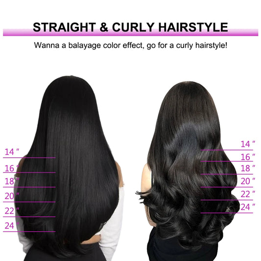 Clip In Hair Extensions 100% Human Hair - Jet Black