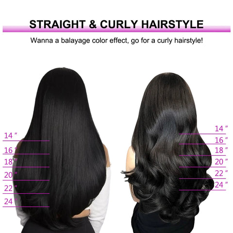 Clip In Hair Extensions 100% Human Hair - Jet Black