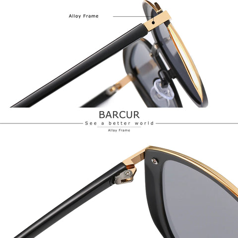 BARCUR Luxe ronde gepolariseerde zonnebril - UV400 dameszonnebril
