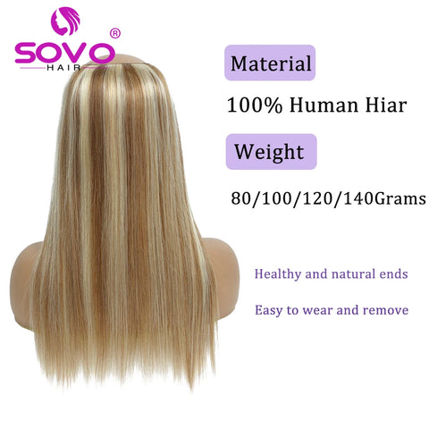 V-Shape Clip In Hair Extensions - 100% Human Hair, 5 Clips, 14-26 Inch