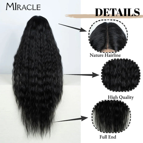 MIRACLE Curly Wigs Synthetic Lace Front Wig 40 Inch