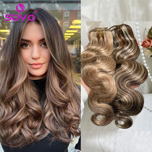 Body Wave Clip In Hair Extensions - 10 Pcs Set