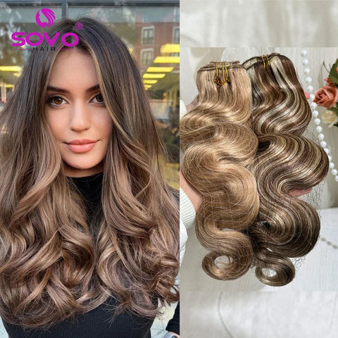Body Wave Clip In Hair Extensions - 10 Pcs Set