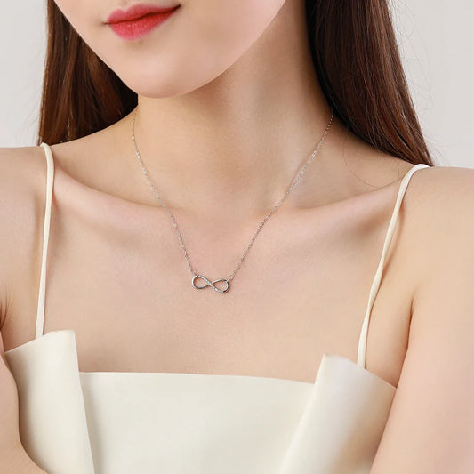 Ailmay 100% 925 Sterling Silver Infinite Love Pendant Necklace