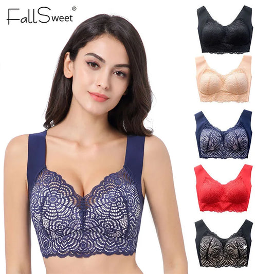 FallSweet Wire Free Lace Bras for Women Plus Size