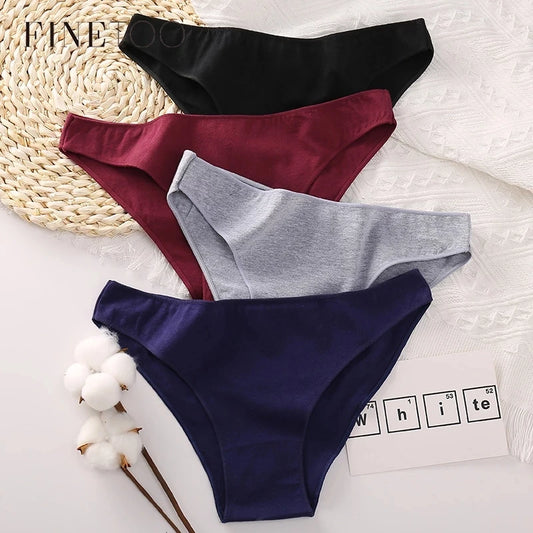 FINETOO M-2XL Women Cotton Underwear 3Pcs/set