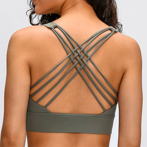 Nepoagym GOAL Cross Back Women Sport Bra - Boterzachte yoga-bh met medium ondersteuning voor vrouwen met een maatje meer