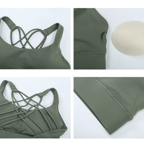 Nepoagym GOAL Cross Back Women Sport Bra - Boterzachte yoga-bh met medium ondersteuning voor vrouwen met een maatje meer
