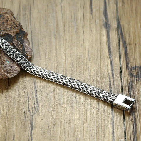 Stylish Stainless Steel Bali Foxtail Chain Bracelet for Men - Double Franco Link Chain Bracelet