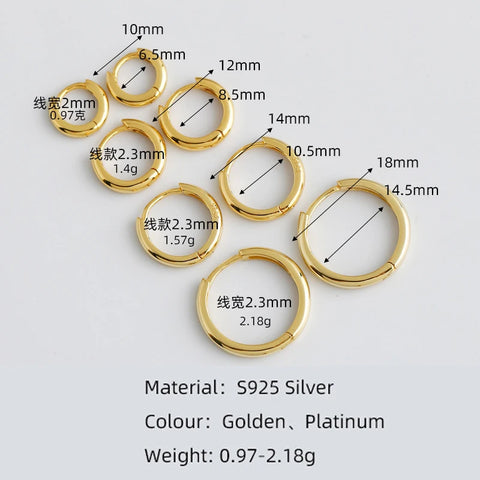WANTME Real 925 Sterling Silver Minimalist Hoop Earrings