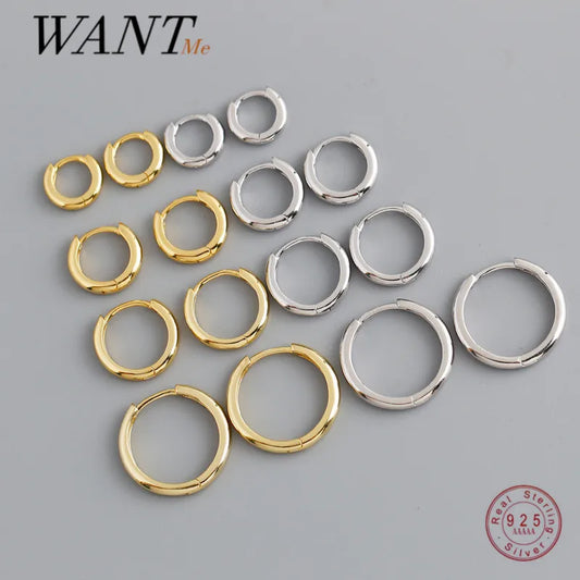 WANTME Real 925 Sterling Silver Minimalist Hoop Earrings