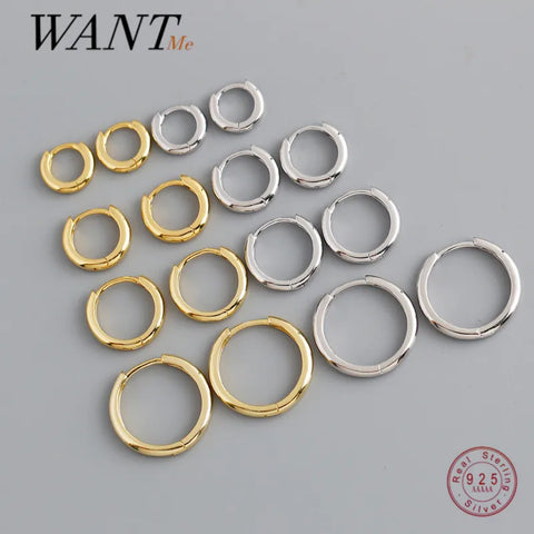 WANTME Real 925 Sterling Silver Minimalist Hoop Earrings