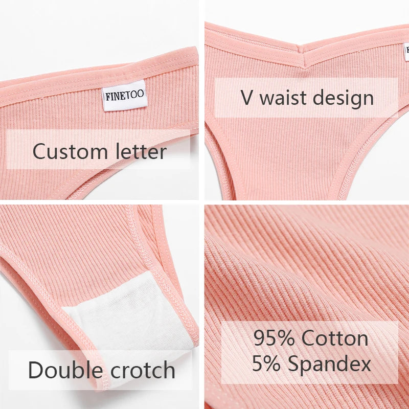 FINETOO Cotton Brazilian Panties 3Pcs Set