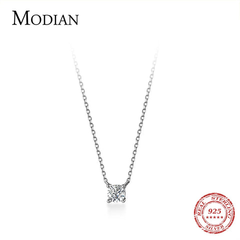 Modian 925 sterling zilveren geometrische zirkoon hanger ketting 