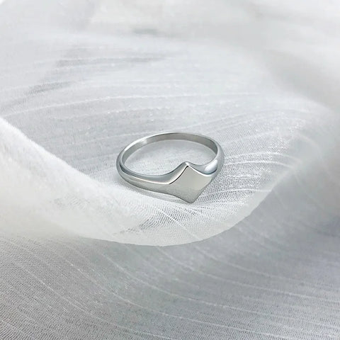 Hall's Lotus Signet Pinky Ring - Elegant Floral-Inspired Stainless Steel Ring for Men and Women