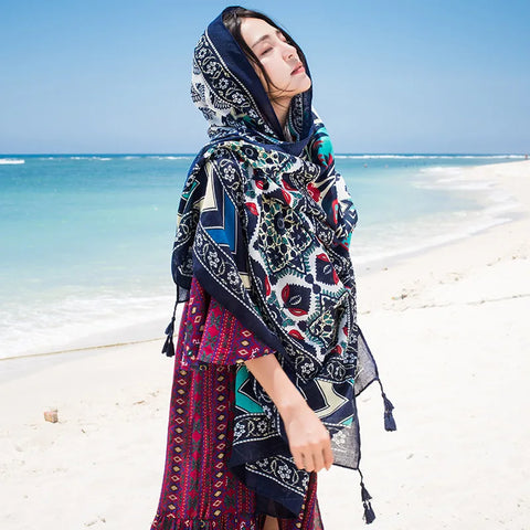 Stylish Women's Scarf - Dual-Use Cotton Shawl