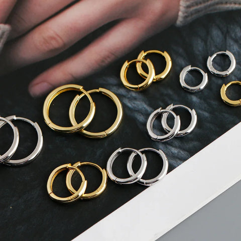 WANTME Real 925 Sterling Silver Minimalist Hoop Earrings