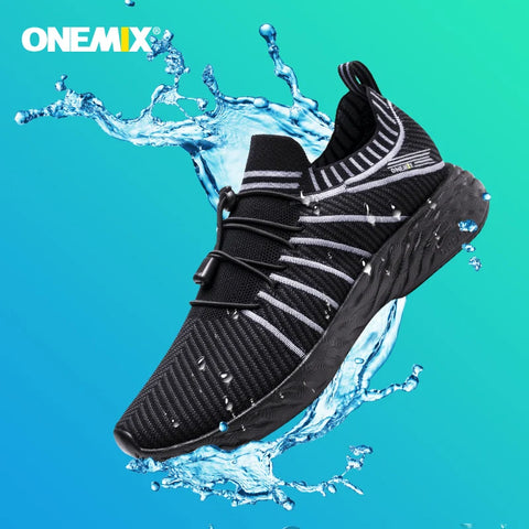 ONEMIX Waterproof Running Shoes for Men & Women - Breathable Lightweight Slip-on Sports Sneakers for Outdoor Activities