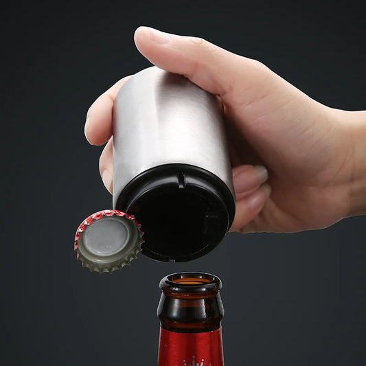 Automatische roestvrijstalen bierflesopener met magneet voor snel en eenvoudig openen