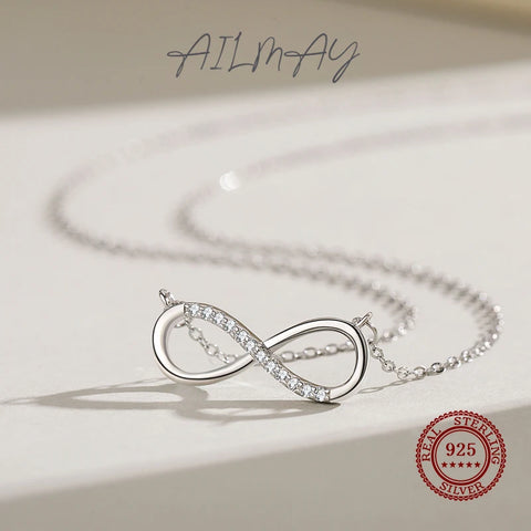 Ailmay 100% 925 sterling zilveren oneindige liefdeshanger ketting 