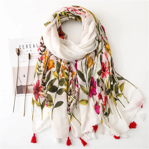 Luxury Cotton Scarf for Women - Large Shawl & Hijab