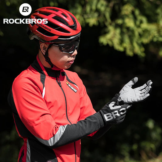 ROCKBROS Fietshandschoenen - Schokbestendige, ademende, warme MTB-handschoenen met lange vingers voor mannen en vrouwen