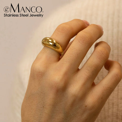 e-Manco Simple Stainless Steel Arc Rings for Women - Geometric Fashion Jewellery