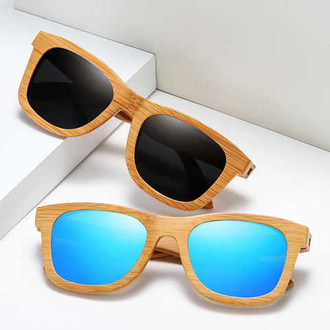 BARCUR Retro Bamboe Gepolariseerde Zonnebril – Handgemaakte Houten UV400 Unisex Zonnebrillen