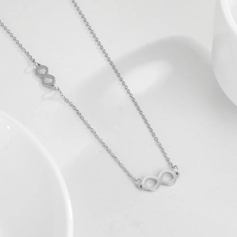 Skyrim Fashion Simple Infinite Shaped Choker Necklace for Women - Stainless Steel Lucky Number Eight Necklaces - Perfect 2025 Gift