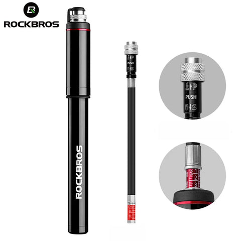 ROCKBROS Aluminum Alloy Mini Bike Pump - 150PSI/260PSI High Pressure Tire Inflator