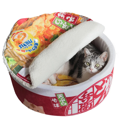 Schattige kattentent in Japanse stijl - Ramen Cup Pluche Bed voor Katten en Kleine Honden