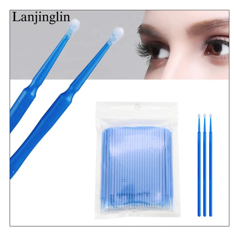 Lanjinglin Micro Brushes - 100pcs Eyelash Makeup Tool