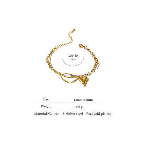 Yhpup Trendy Heart Double Layered Bracelet - Stylish Stainless Steel Charm Jewelry for Women