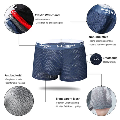 MiiOW Mesh Heren Ondergoed Boxershorts 