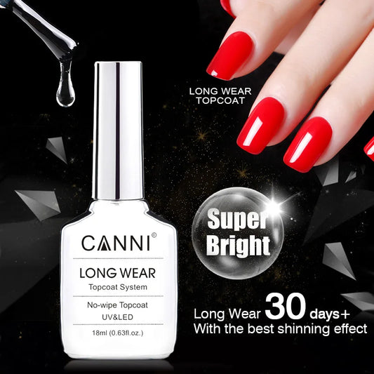 CANNI Long Wear No-Wipe Topcoat & Crystal Magnetic Cat Eye Gel