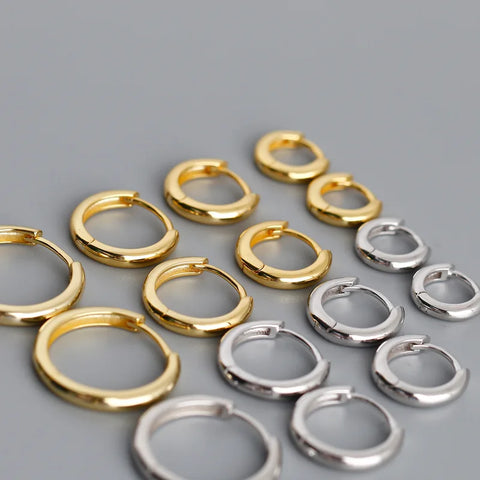 WANTME Real 925 Sterling Silver Minimalist Hoop Earrings