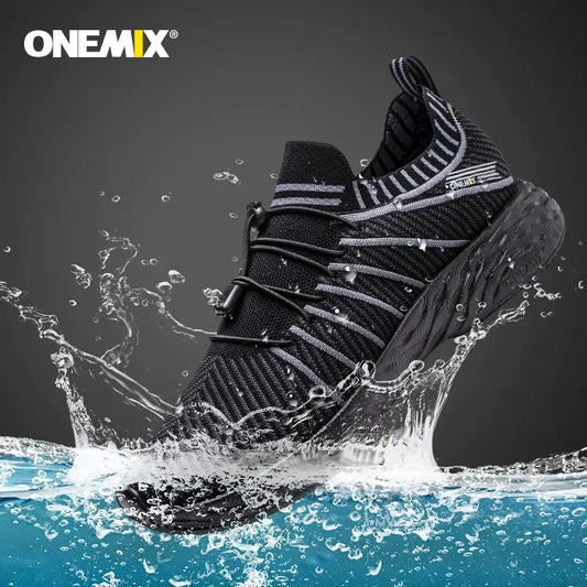 ONEMIX Waterproof Running Shoes for Men & Women - Breathable Lightweight Slip-on Sports Sneakers for Outdoor Activities