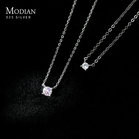 Modian 925 sterling zilveren geometrische zirkoon hanger ketting 